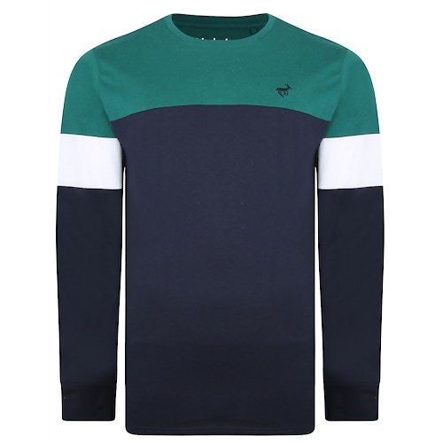 Bigdude Long Sleeve Block T-Shirt Green/Navy